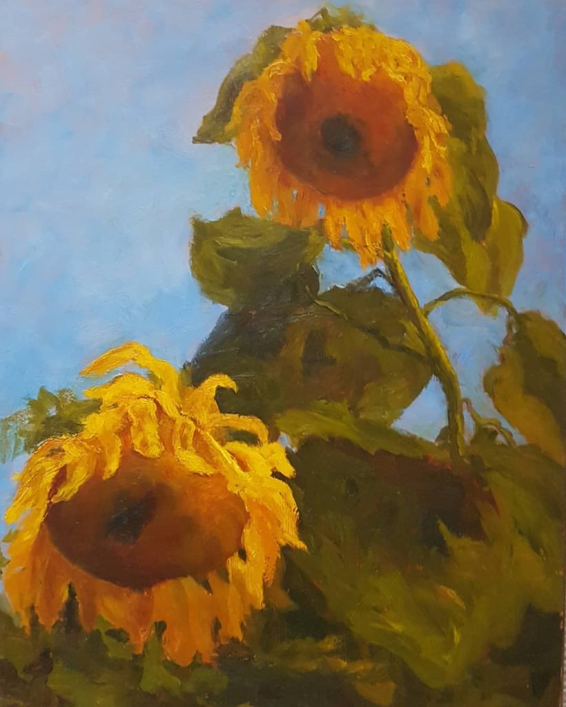 Barbara Jost stilllife oil paintings sunflowers